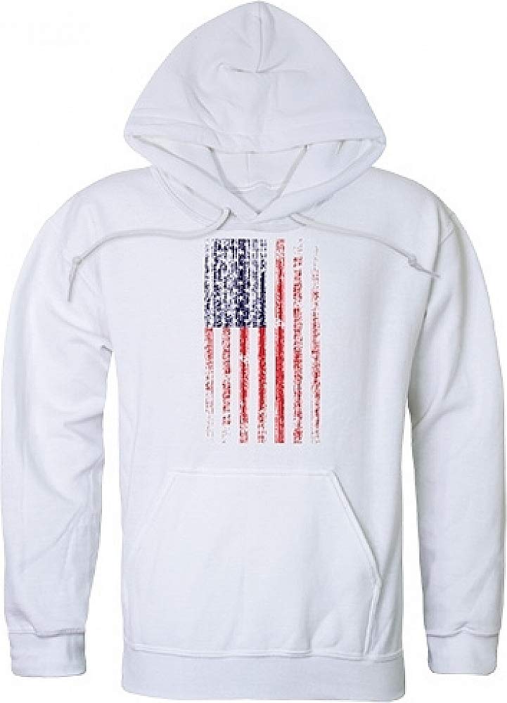 GraphicPullover,Distressed Flag, White, 2X