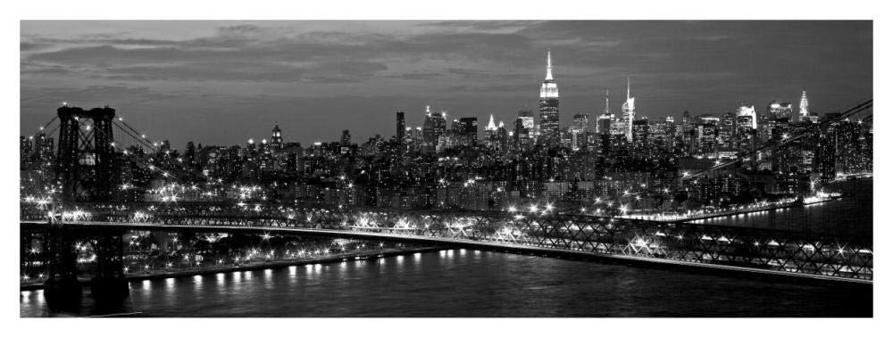 Midtown Manhattan and Williamsburg Bridge-Paper Art-46x17.4”
