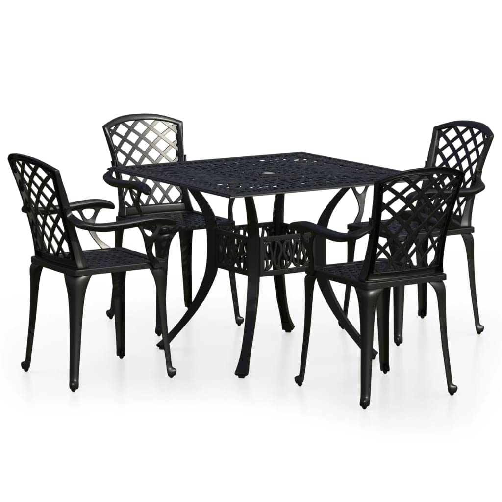 vidaXL 5 Piece Bistro Set Cast Aluminum Black