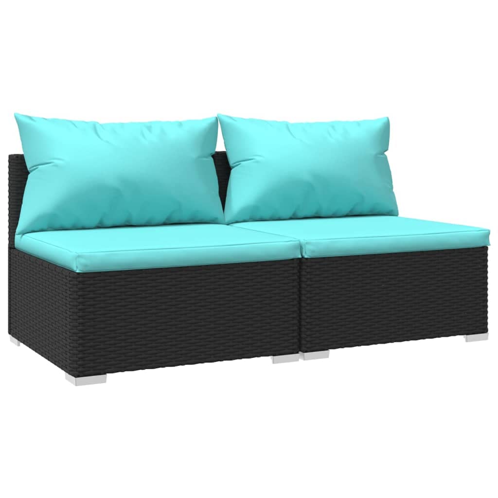 vidaXL 2 Piece Patio Lounge Set with Cushions Poly Rattan Black
