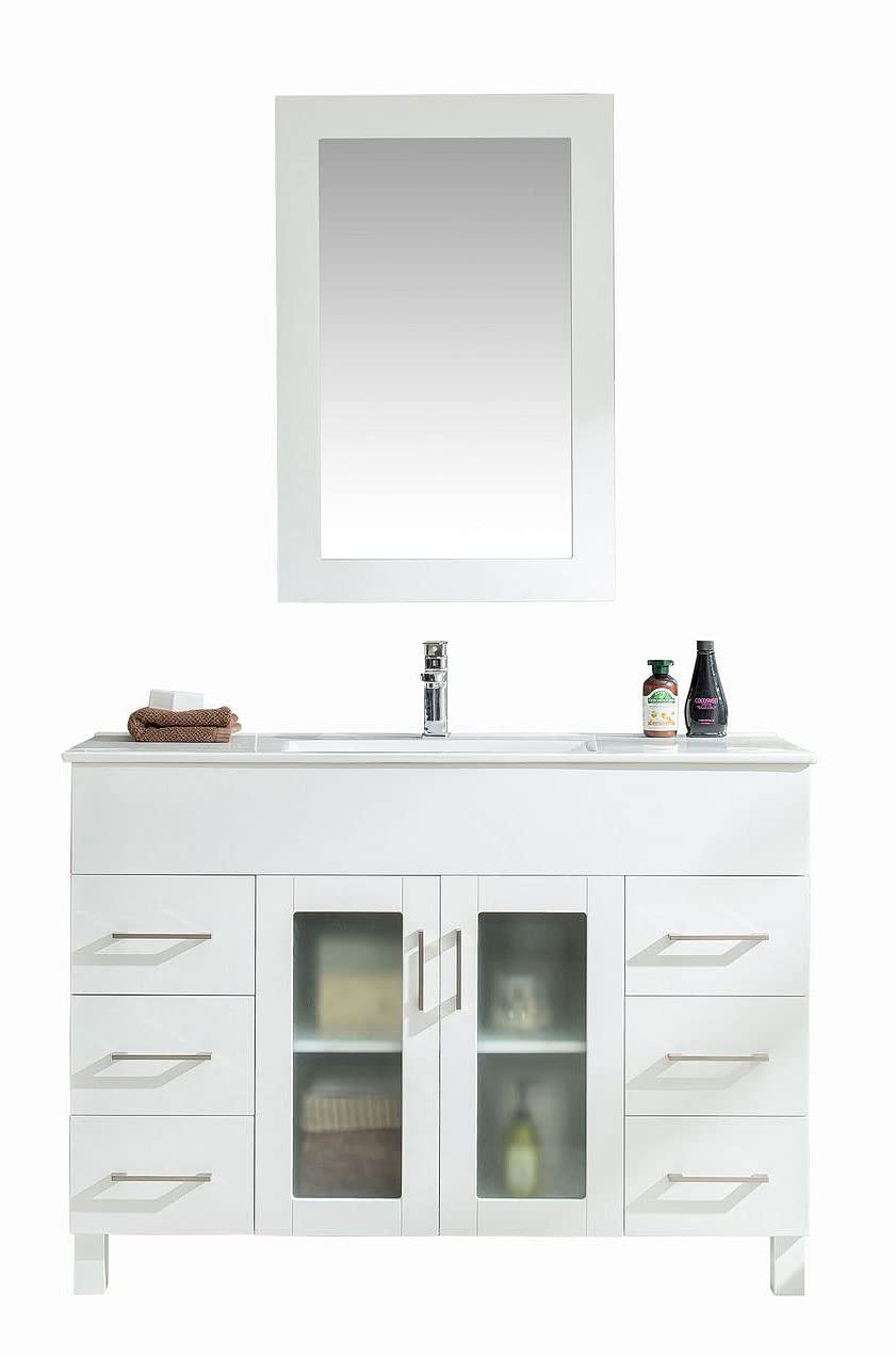 Nova 48 - White Cabinet + Ceramic Basin Countertop