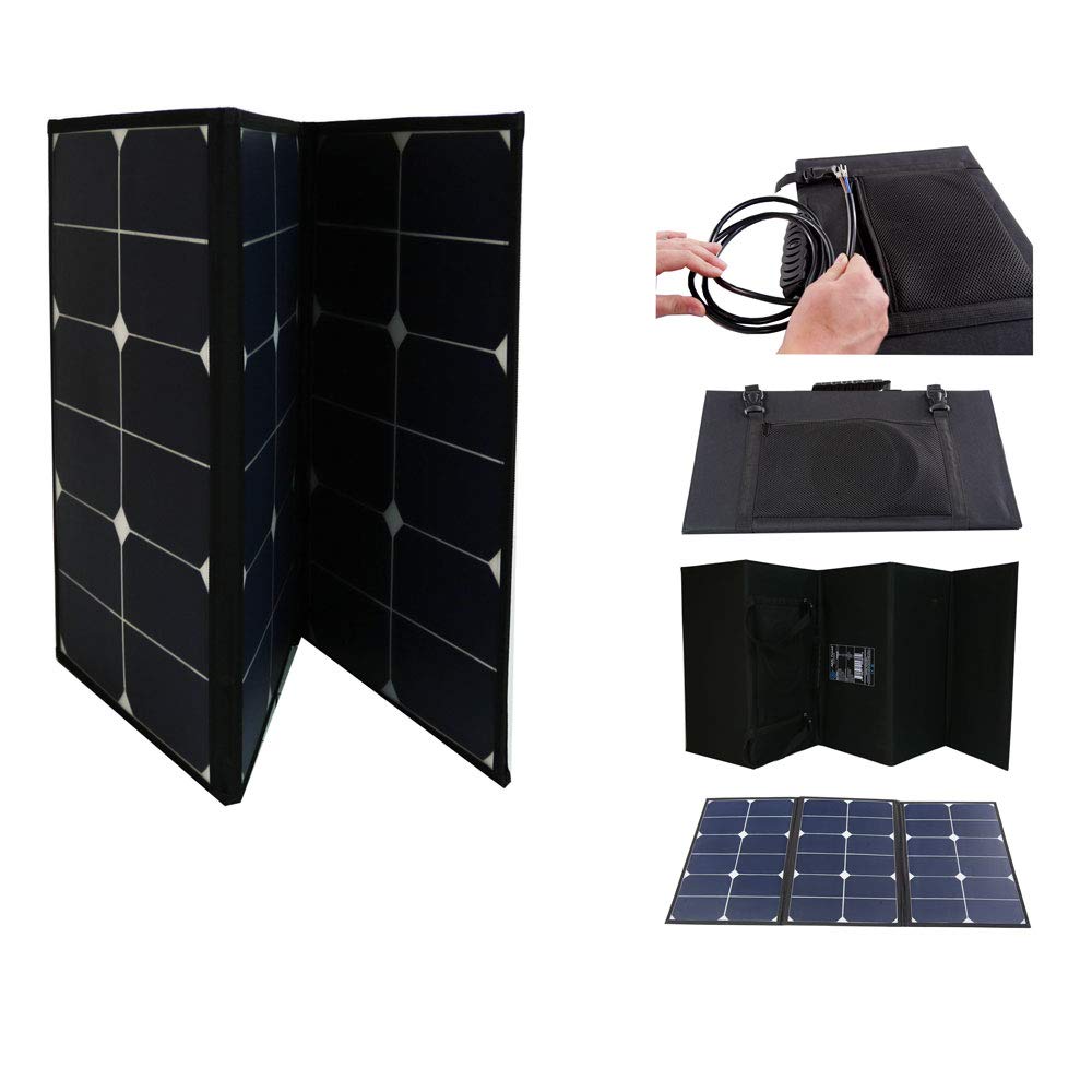 60 Watt Portable Foldable Solar Panel with Built-in Carrying Case Monocrystalline