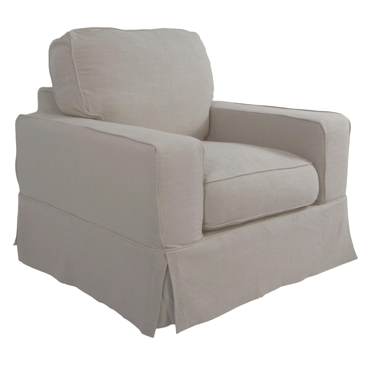 Sunset Trading Americana Box Cushion Slipcovered Chair | Light Gray