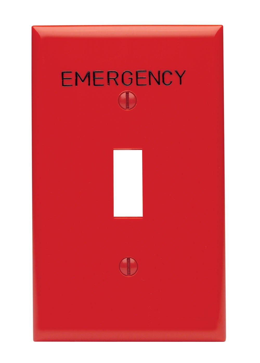 Leviton 80701-Re 1-Gang Toggle Device Switch Wallplate, Standard Size, Thermoplastic Nylon, Hot Stampedemergency, Red