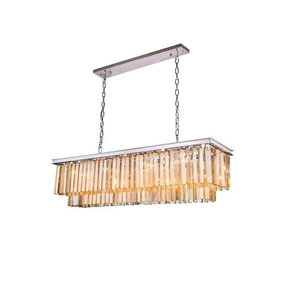 Sydney 12 light polished nickel Chandelier Golden Teak (Smoky) Royal Cut Crystal