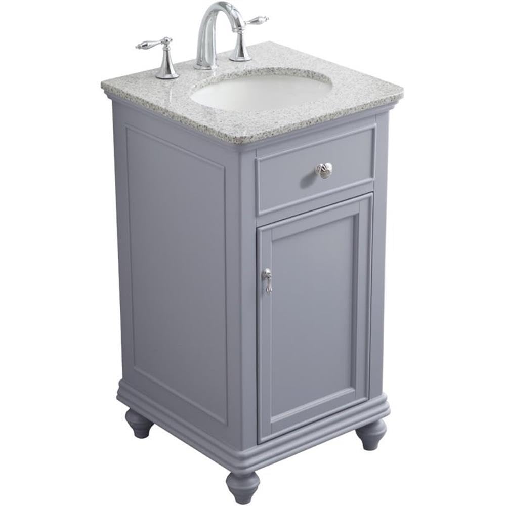 Elegant Decor Otto 19' Single Granite Top Bathroom Vanity In Light Gray