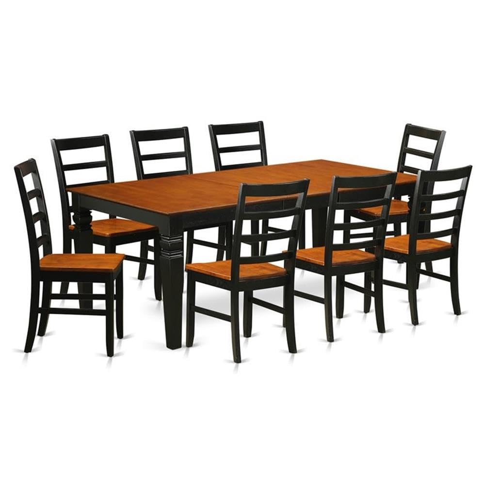 9  PcTable  and  chair  set  with  a  Dining  Table  and  8  Dining  Chairs  in  Black  and  Cherry
