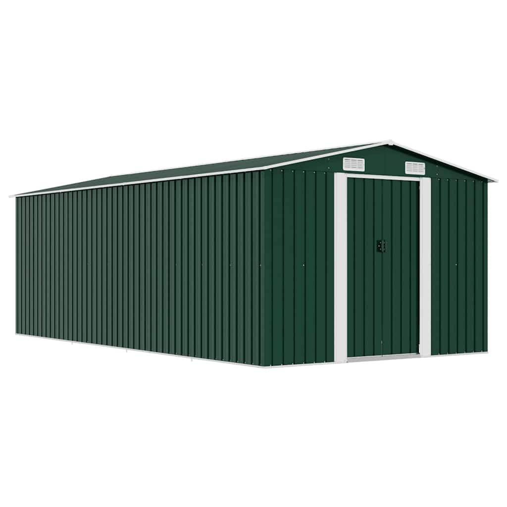 vidaXL Garden Shed 101.2 x 192.5" x 71.3" Metal Green"