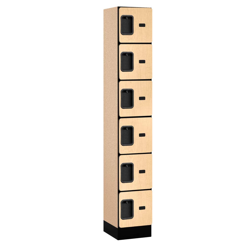 12 Wide Six Tier Box Style Designer Wood Locker - 1 Wide - 6 Feet High - 15 Inches Deep - Maple