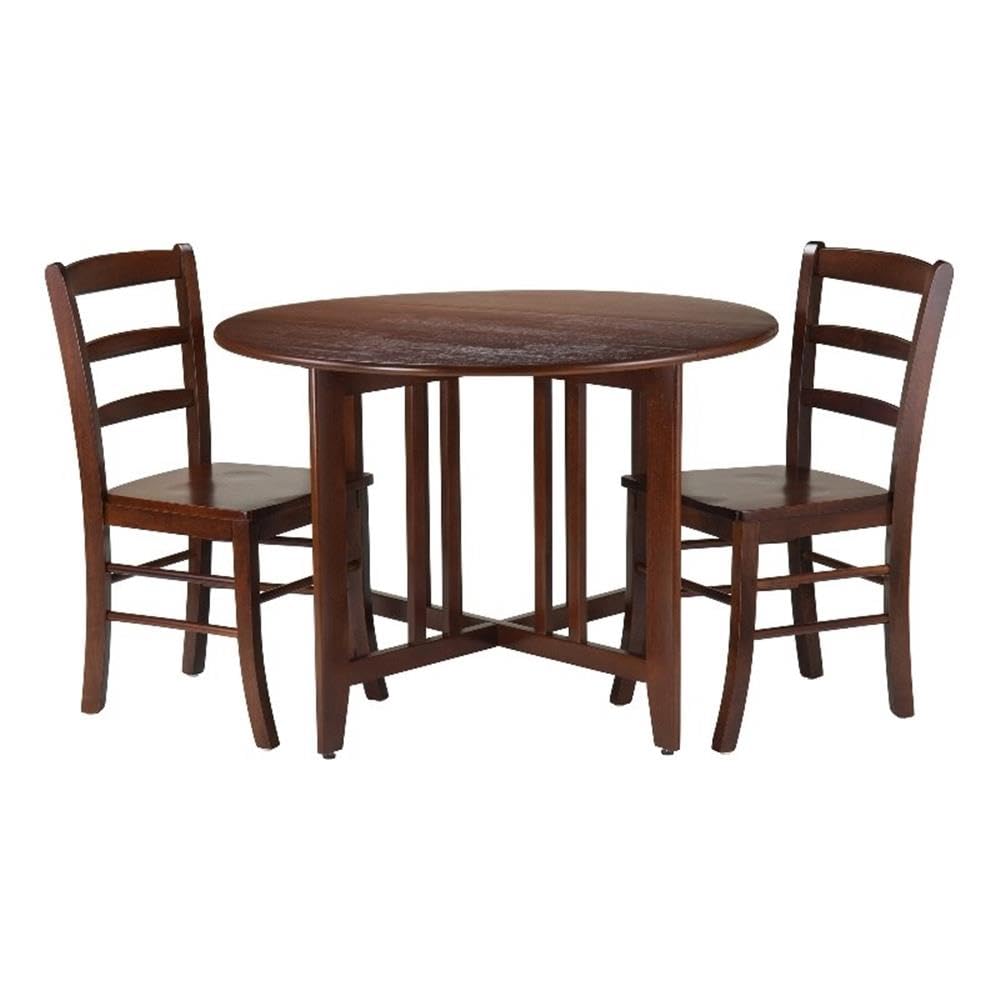 Alamo 3-Pc Drop Leaf Table with Ladder-back Chairs, Walnut