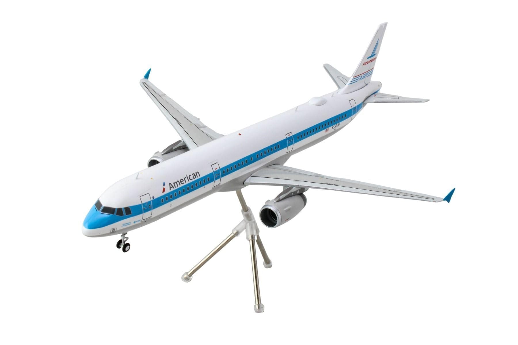 Airbus A321 Commercial Aircraft American Airlines - Piedmont (N581UW) White with Blue Stripes ”Gemini 200” Series 1/200 Diecast Model Airplane by GeminiJets