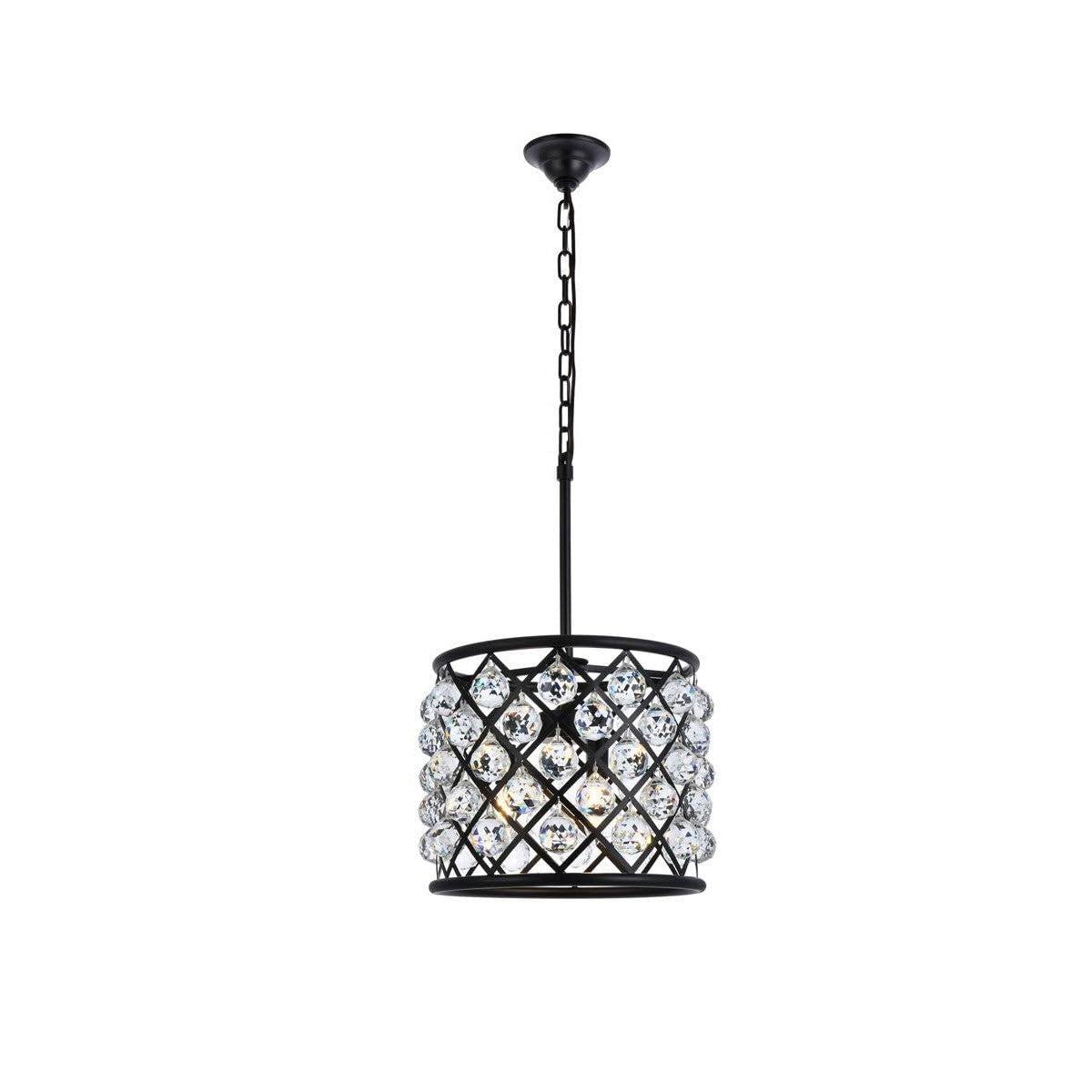 Madison 4 light Matte Black Pendant Clear Royal Cut Crystal