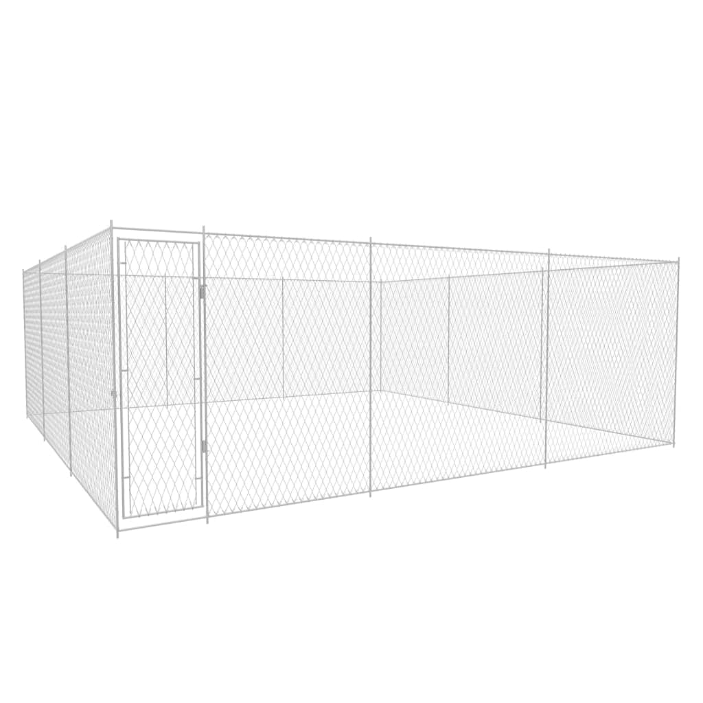 vidaXL Outdoor Dog Kennel Galvanised Steel 18.7x18.7x6.1