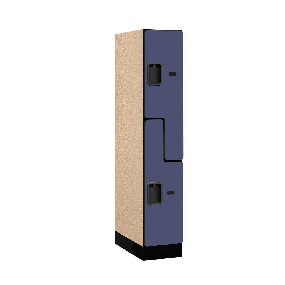12 Wide Double Tier S Style Designer Wood Locker - 1 Wide - 5 Feet High - 21 Inches Deep - Blue