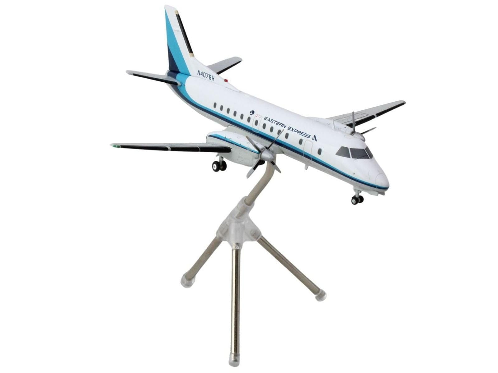 Saab 340A Commercial Aircraft Eastern Express/Bar Harbor (N407BH) White with Blue Stripes ??emini 200??Series 1/200 Diecast Model Airplane by GeminiJets