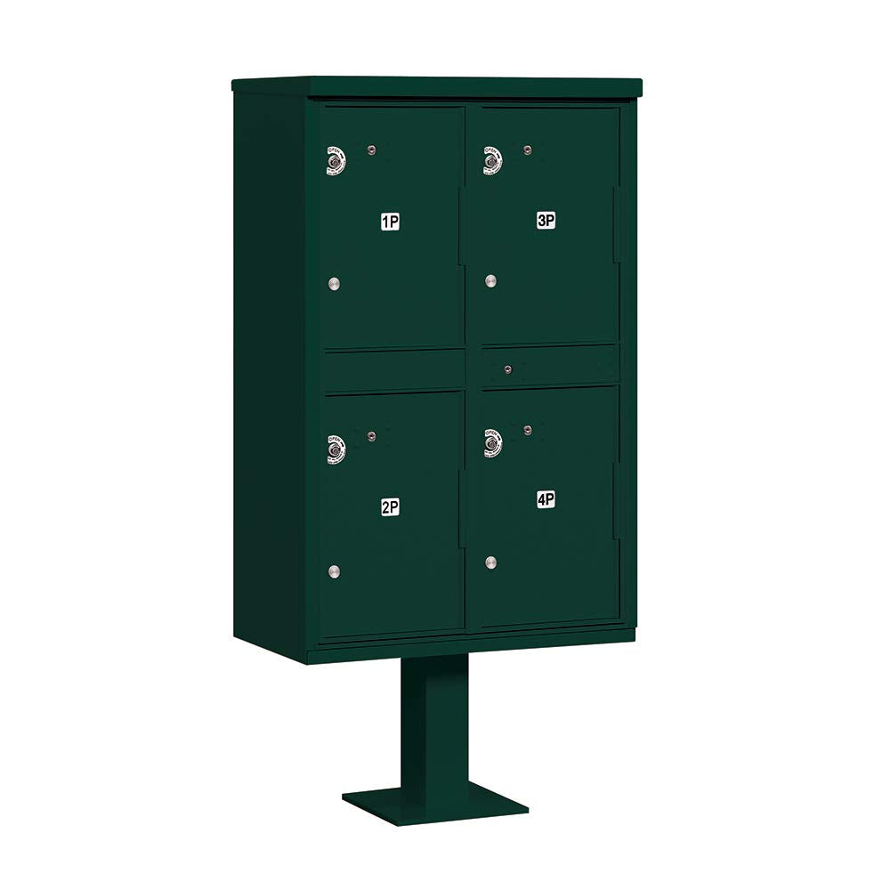 Outdoor Parcel Locker with 4 Compartments in Green with USPS Access  Type II