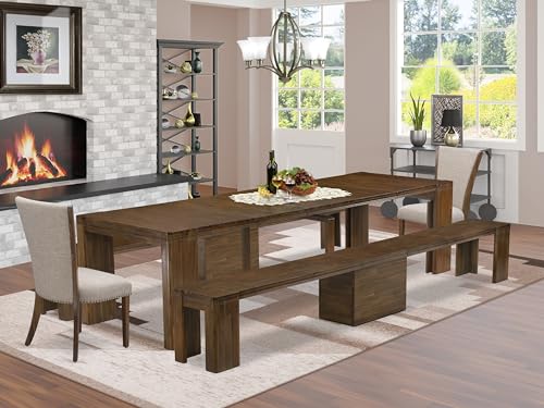 5 Pieces Extendable Dining Set Includes a Rectangle Kitchen Table