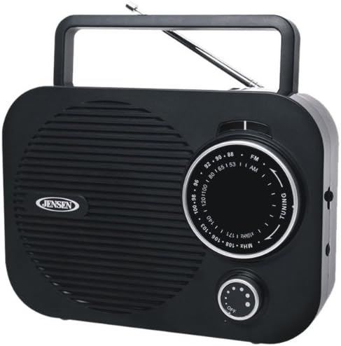 JENSEN MR550BK BLACK PORTABLE AM FM RADIO W/ AUXILLARY INPUT