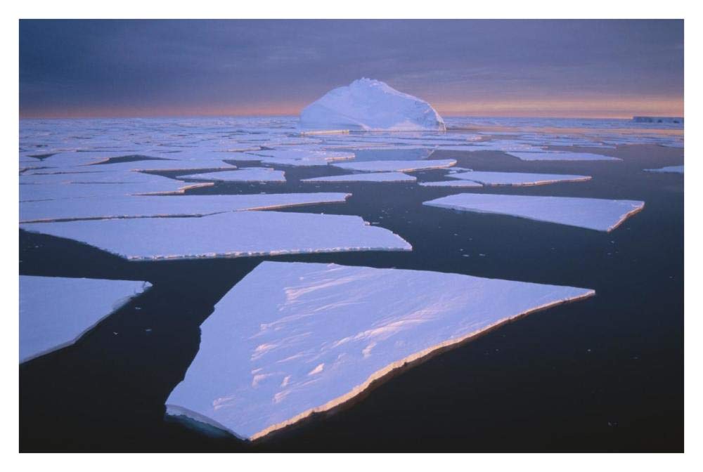 Broken fast ice, under impending midnight storm, Edward VIII Bay, Kemp coast, east Antarctica-Paper Art-38x26”