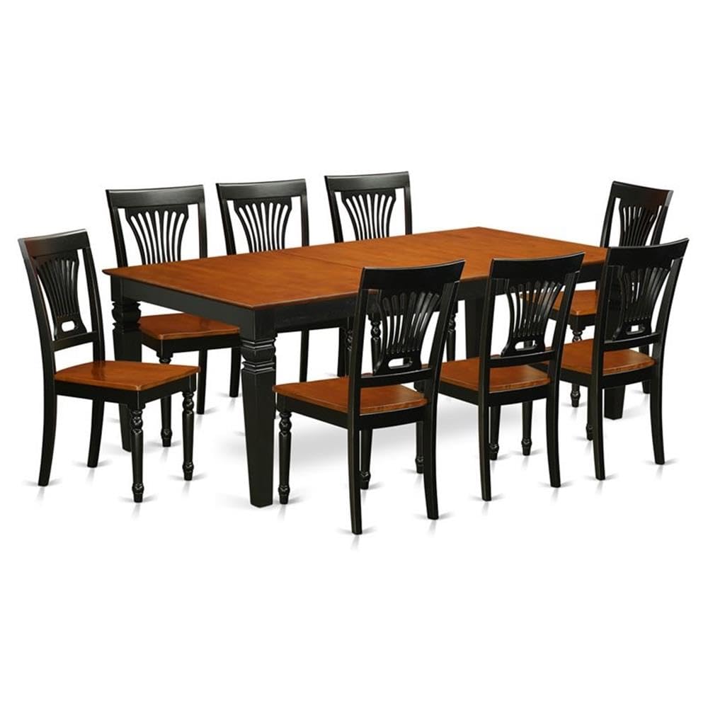 9  PC  Table  and  chair  set  with  a  Table  and  8  Dining  Chairs  in  Black  and  Cherry