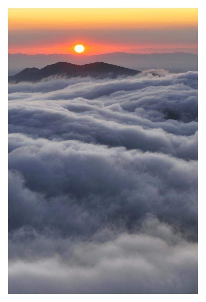 Sunrise over mountain and clouds, Spain-Paper Art-26x38”
