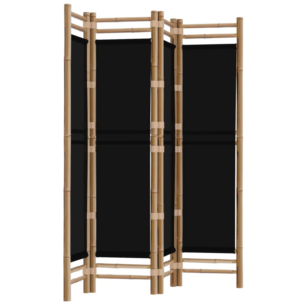 Folding 4-Panel Room Divider 63 Bamboo and Canvas