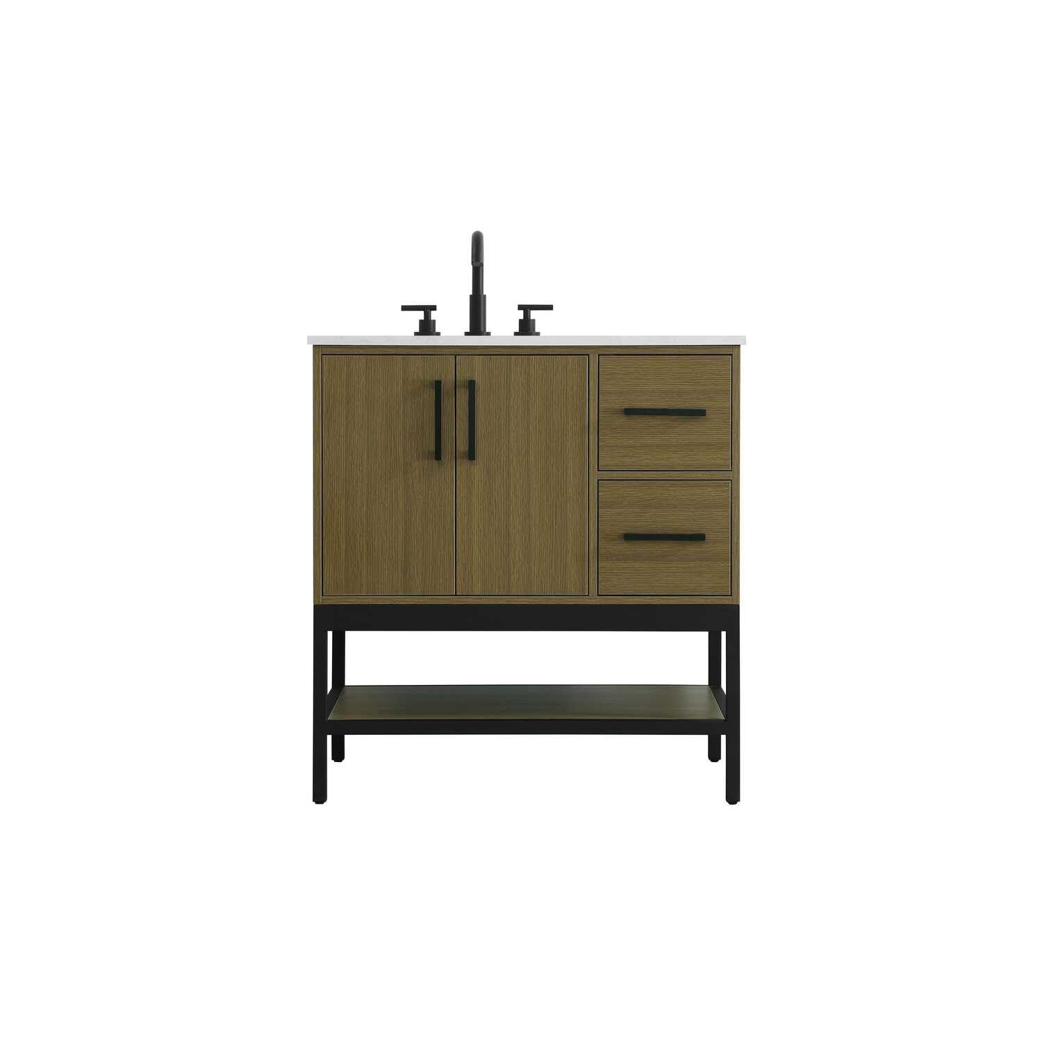 32 inch Single Bathroom Vanity in Chestnut Brown