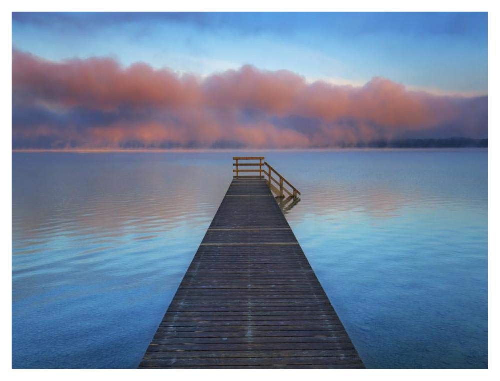 Boat ramp and fog bench, Bavaria, Germany-Paper Art-42x32”