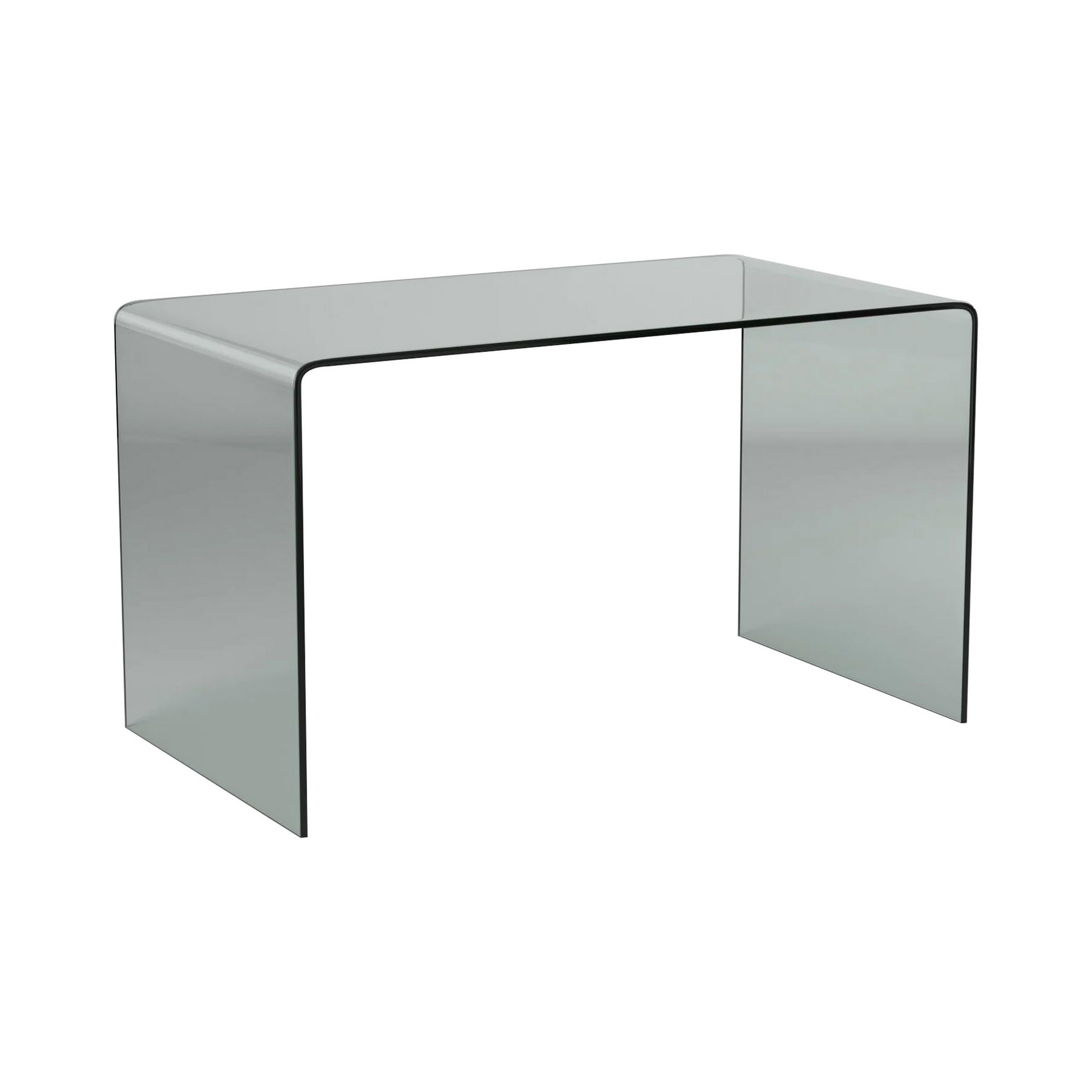 Kyo 50 Inch Tempered Glass Computer Desk, U Shaped, Wide Surface, Smokey