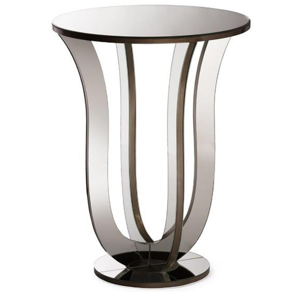 Baxton Studio Kylie Modern And Contemporary Hollywood Regency Glamour Style Mirrored Accent Side Table, Metallic