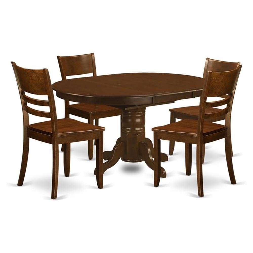 5  Pc  Kenley  Dinette  Table  with  a  Leaf  and  4  Wood  Seat  Chairs