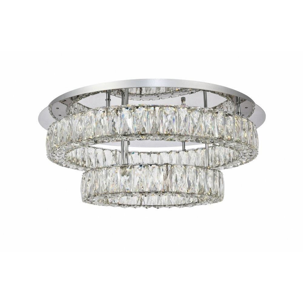 Elegant Lighting Modern Bright Home Decorative Monroe Led Light Chrome Flush Mount Clear Royal Cut Crystal - 25.6X25.6X10