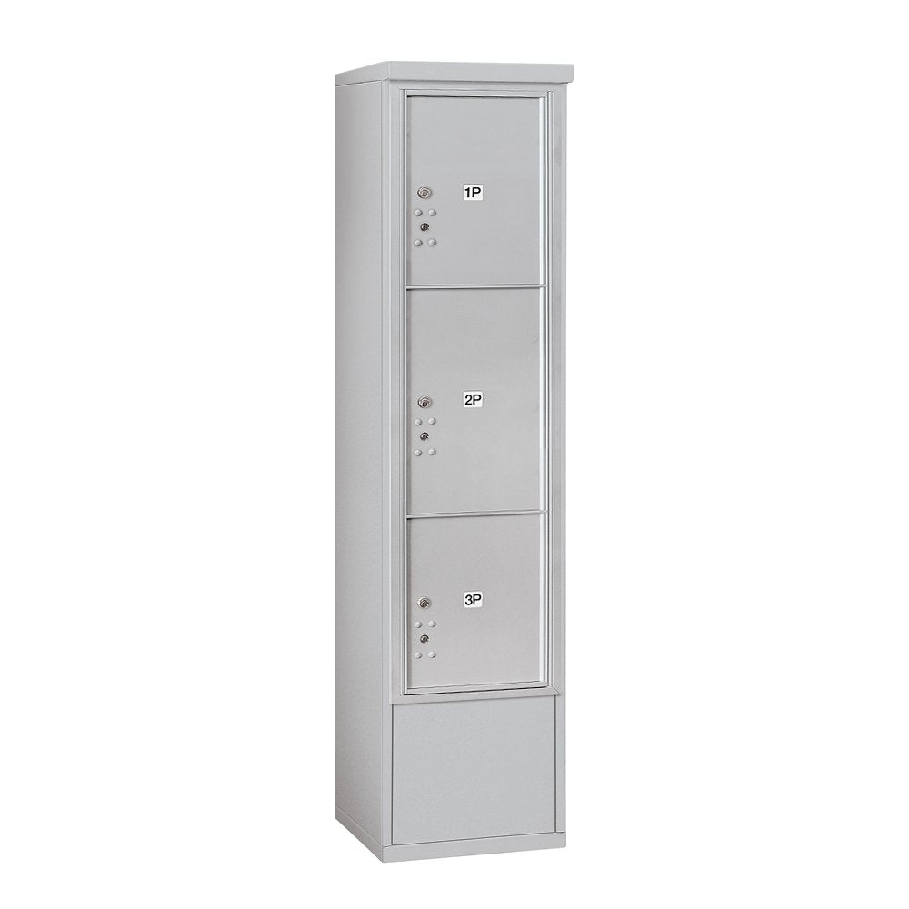 Maximum Height Free-Standing 4C Horizontal Parcel Locker with 3 Parcel Lockers in Aluminum with Private Access
