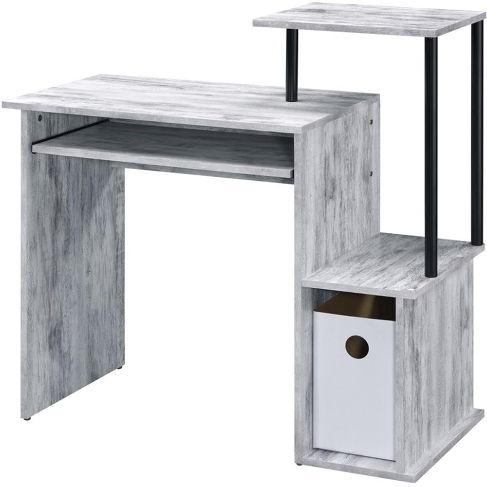 Computer Desk, Antique White & Black Finish