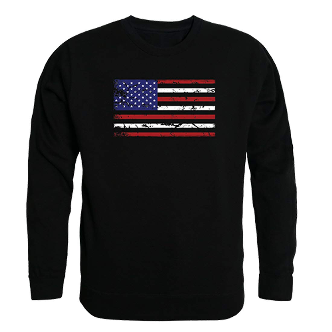 Graphic Crewneck, US Flag, Black, 2X