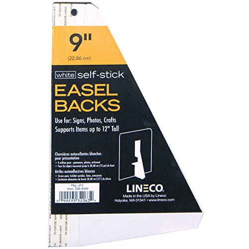 Lineco 328-3009 White Single-Wing 9 Self-Stick Chipboard Easel Backs 5/Pkg