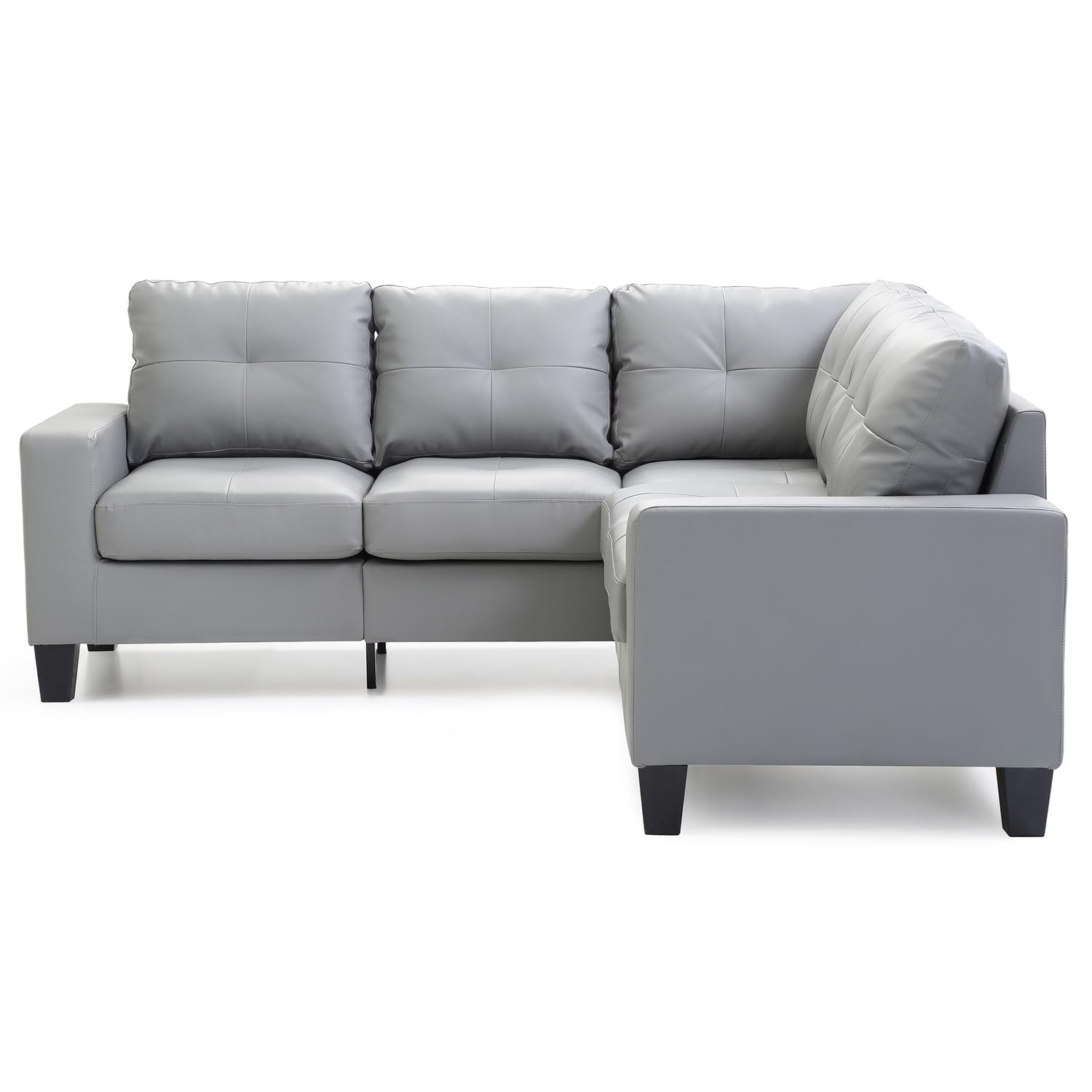 Newbury 82 in. W 2-piece Faux Leather L Shape Sectional Sofa in Gray