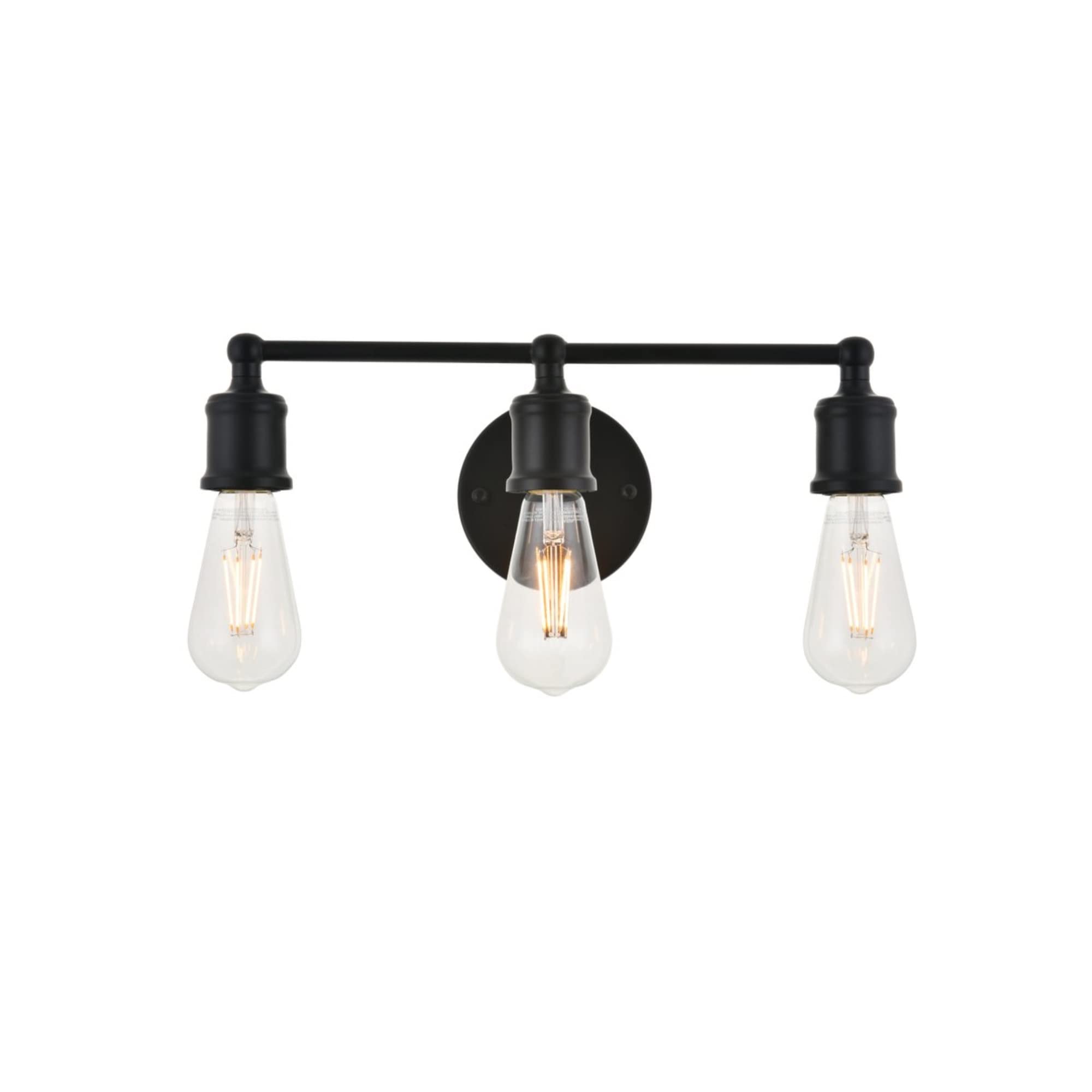 Living District Serif 3-Light Mid-Century Metal Wall Sconce In Black