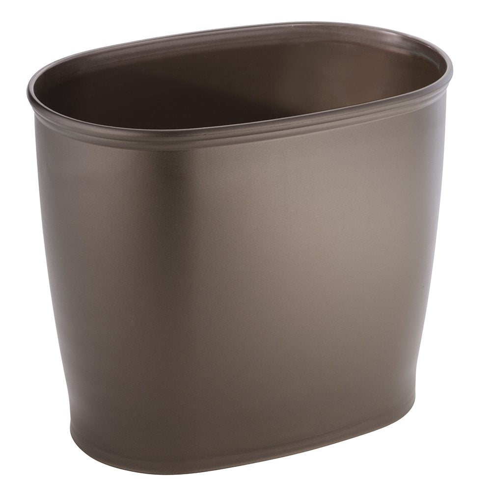 Idesign Oval Plastic Trash Can For Bath, Bedroom, Office The Kent Collection, 12 X 8 X 10, Bronze