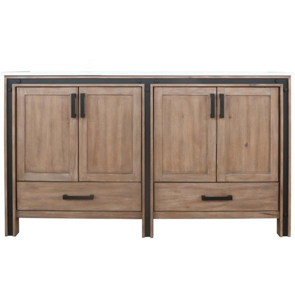 Rustic Barnwood Double Bath Vanity 60 in. W x 22 in. D, with Cultured Marble Top