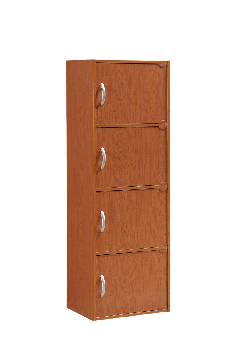 Hodedah 4-Shelf, 4-Door Bookcase in Cherry
