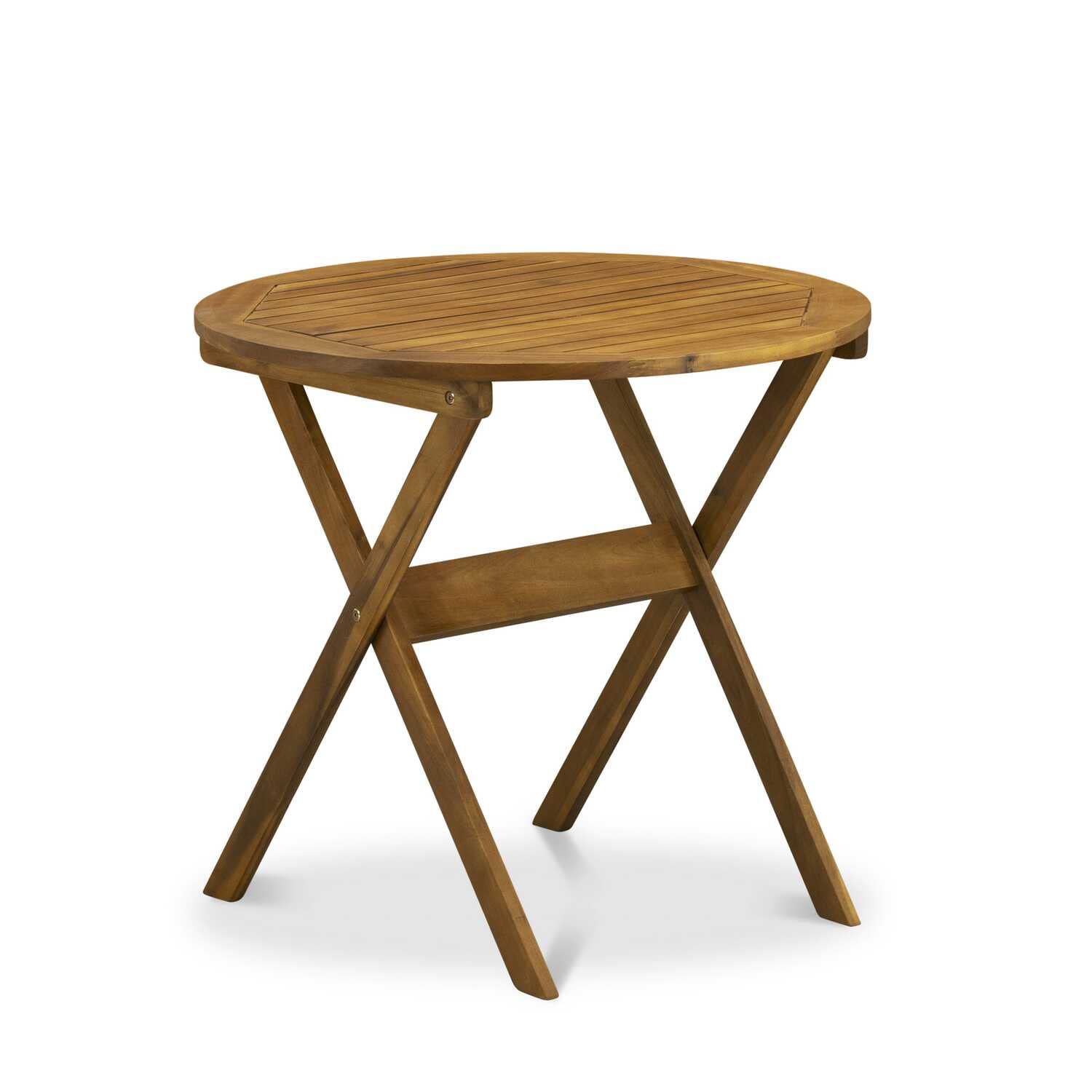 MNCN3C5NA 3-Pc Patio Outdoor Dining Table Set Consists of a Folding Camping Table and 2 Outdoor Patio Chairs - Natural Oil Finish