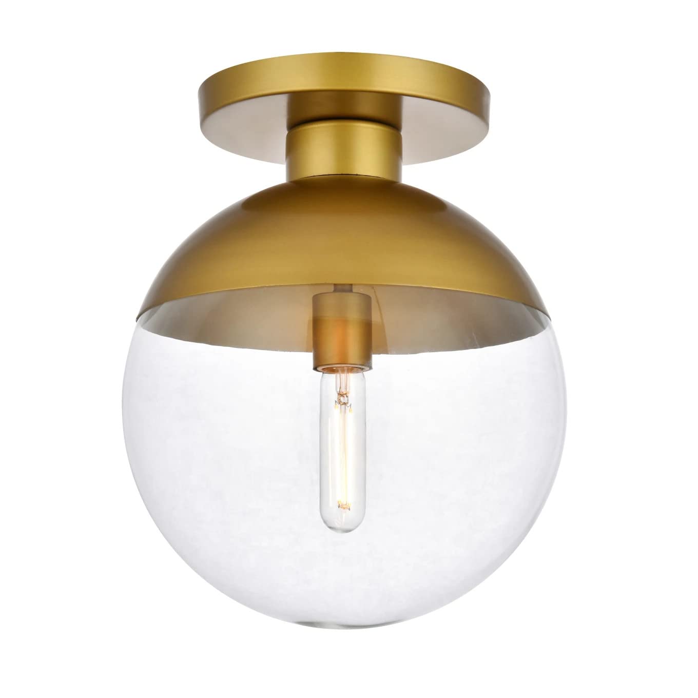 Eclipse 1 Light Brass Flush Mount With Clear Glass