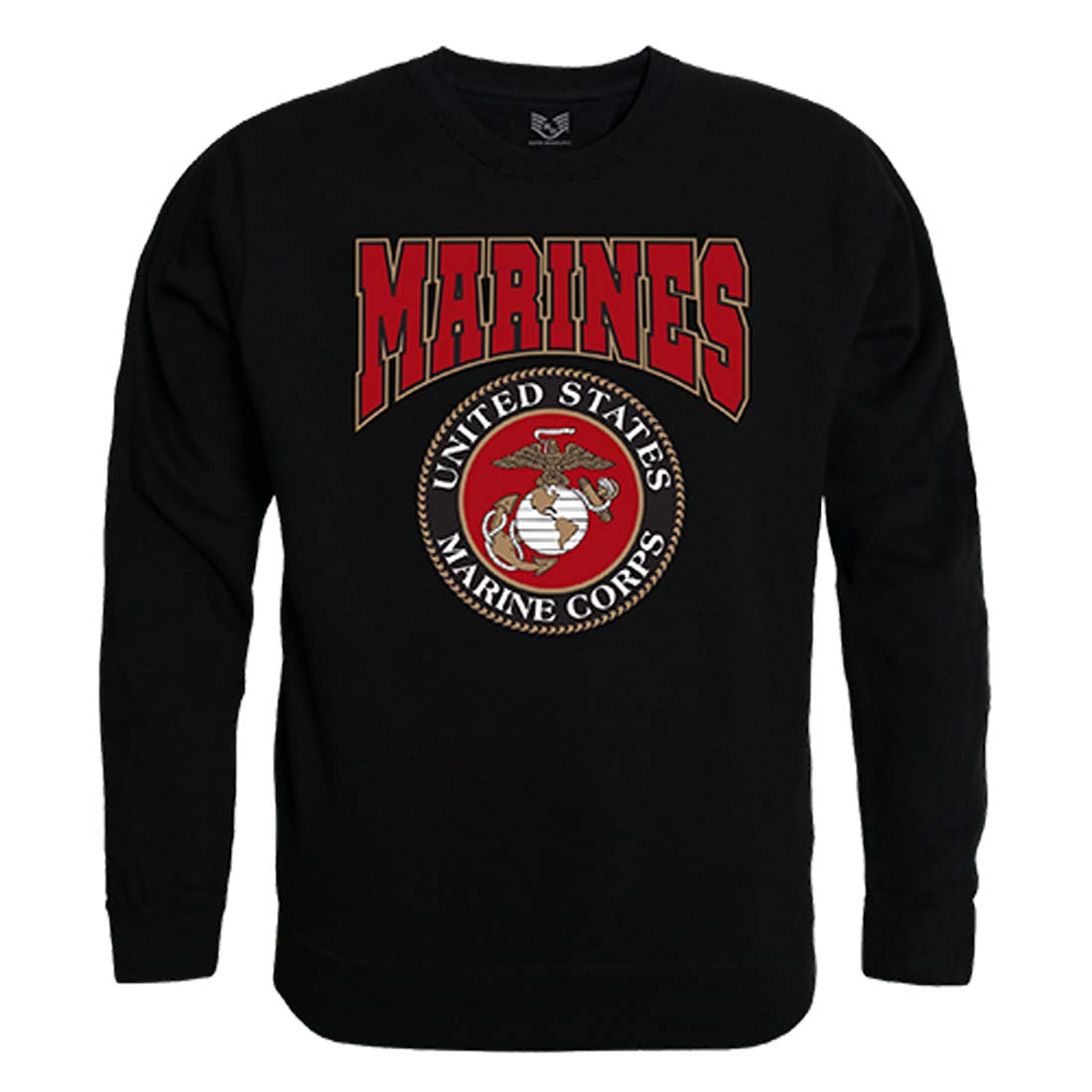 Graphic Crewneck, Marines, Black, XL