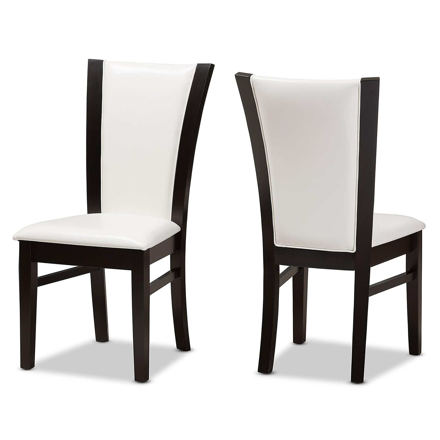 Baxton Studio Adley Contemporary Faux Leather Dining Chair, White And Dark Brown, 2/Pack (142-2P-8034-Hit)