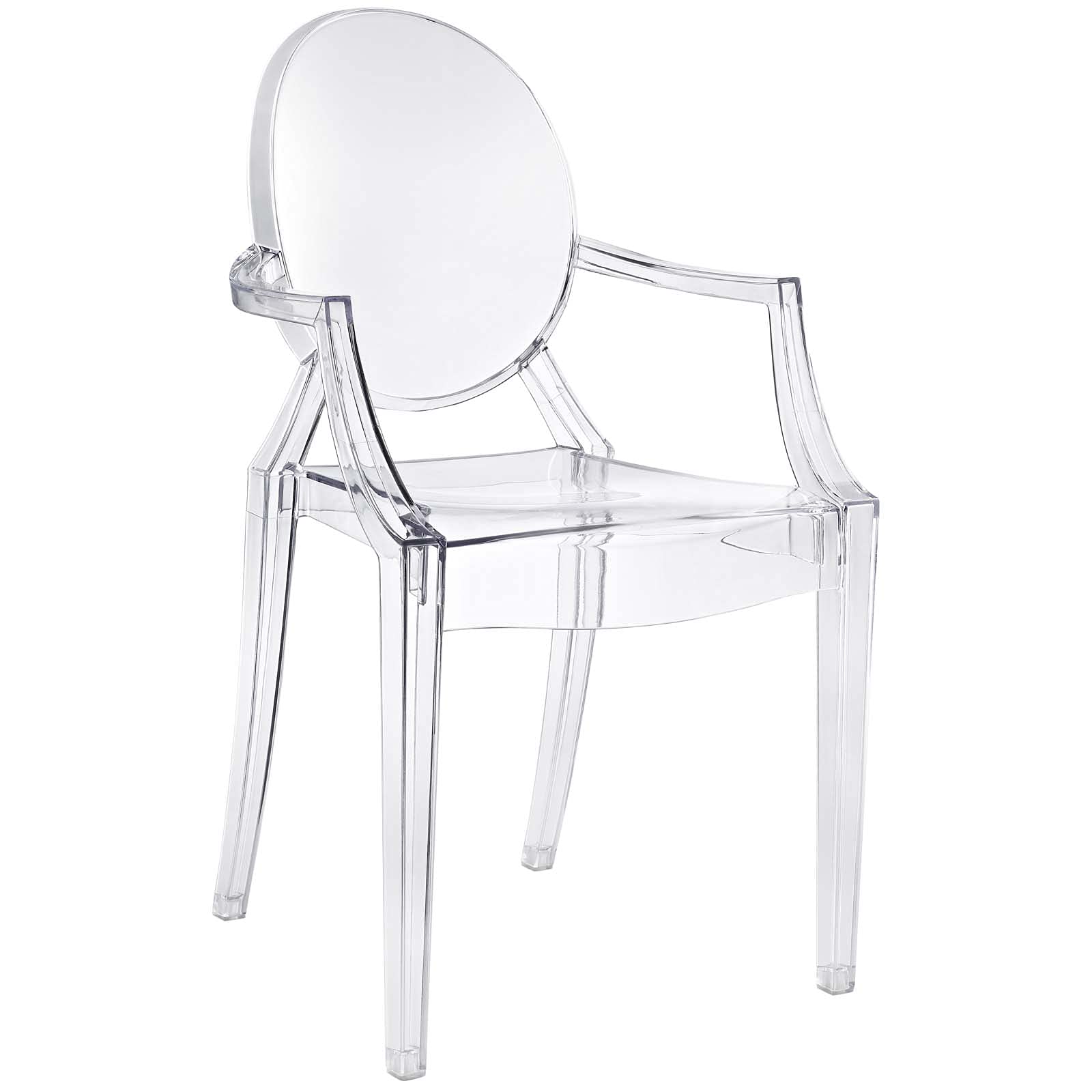 Modway Casper Modern Acrylic Stacking Kitchen And Dining Room Arm Chair In Clear - Fully Assembled