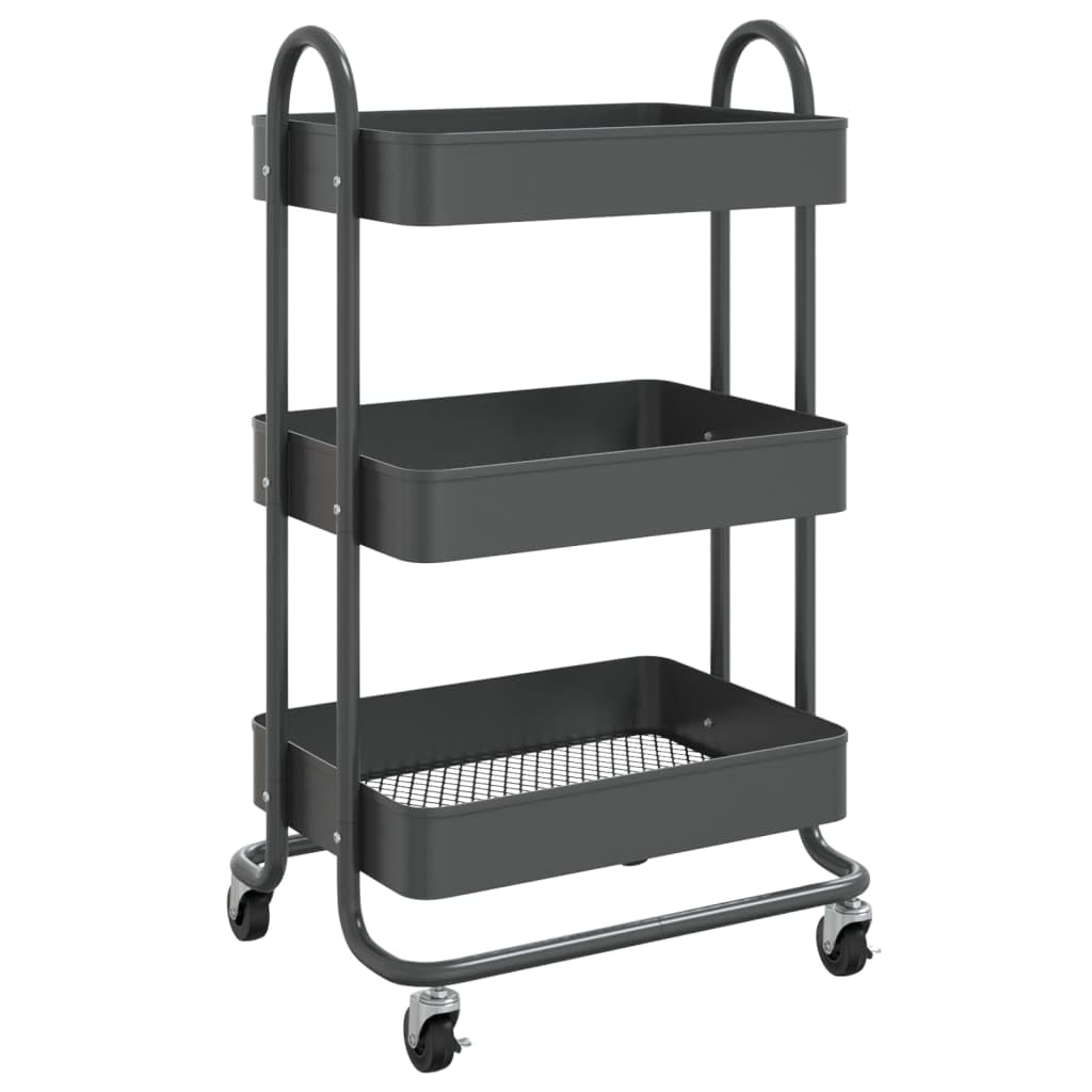 vidaXL 3-Tier Trolley Anthracite 16.9x13.4"x31.1" Steel"