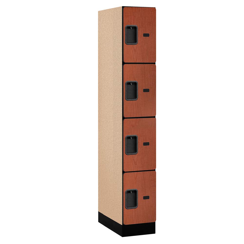 12 Wide Four Tier Designer Wood Locker - 1 Wide - 6 Feet High - 21 Inches Deep - Cherry