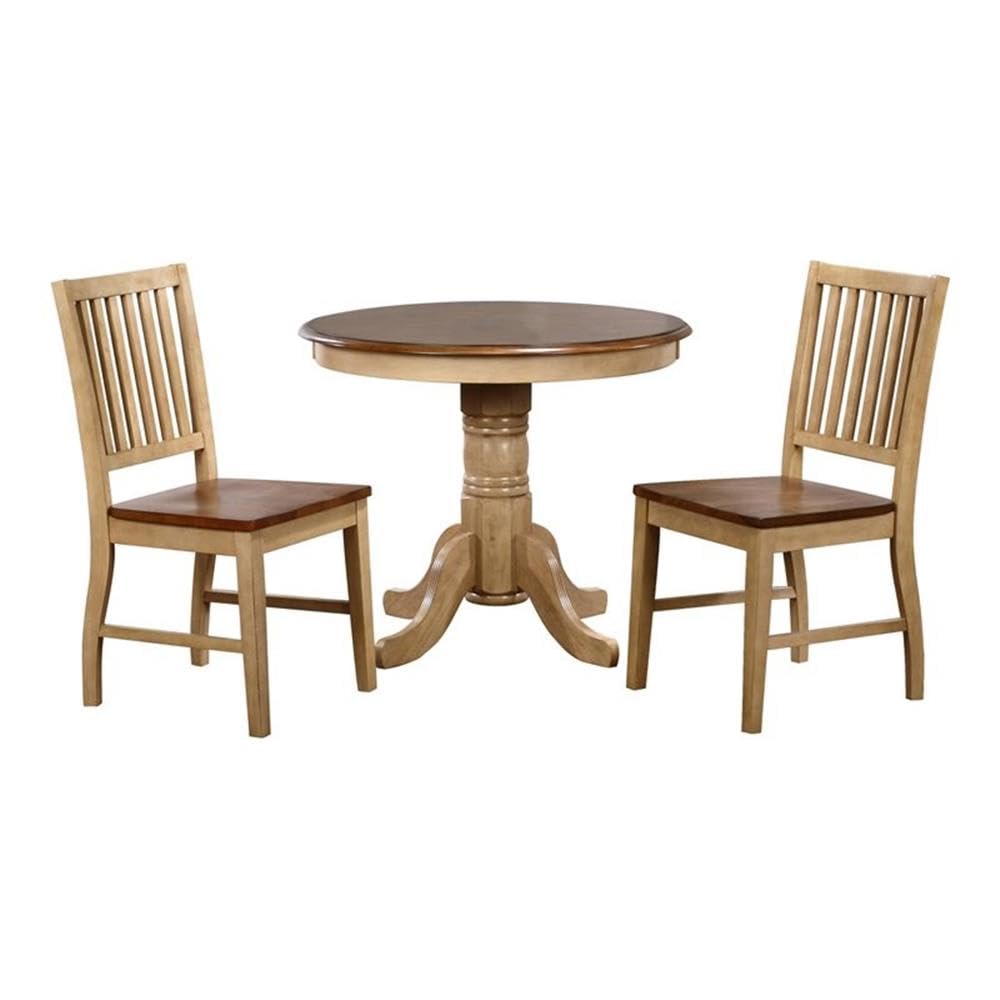 Sunset Trading Brook 3 Piece 36 Round Dining Set with Slat Back Chairs | Seats 4"