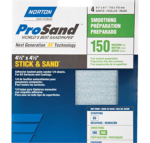 Norton Prosand Stick & Sand 4-1/2 In. L X 4-1/2 In. W 150 Grit Medium Aluminum Oxide Sanding Sheet